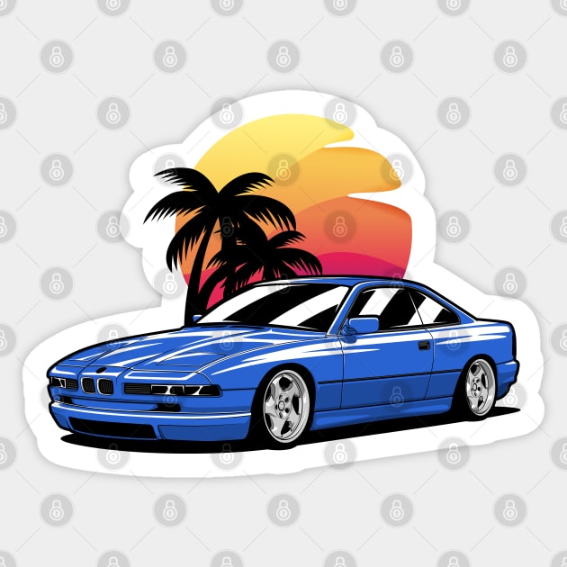 Blue E31 850 Palms Sunset Sticker by KaroCars